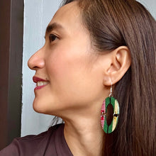 Load image into Gallery viewer, Artisan-made Filipino earrings featuring colorful handwoven fabric inspired by Cordillera heritage.