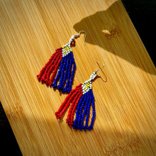Load image into Gallery viewer, Filipino pride earrings with beaded Philippine flag design