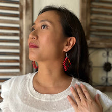 Load image into Gallery viewer, Red Hot Woven Earrings