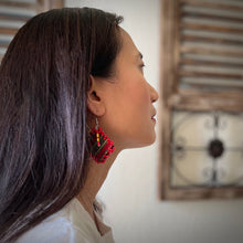 Load image into Gallery viewer, Red Hot Woven Earrings
