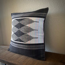 Load image into Gallery viewer, Black Inabel throw pillow cover 18x18 with traditional Ilocano weaving pattern
