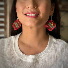 Load image into Gallery viewer, Red Hot Woven Earrings
