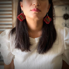Load image into Gallery viewer, Red Hot Woven Earrings
