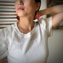 Load image into Gallery viewer, Red Hot Woven Earrings
