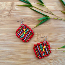 Load image into Gallery viewer, Red Hot Woven Earrings
