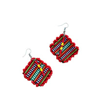 Load image into Gallery viewer, Red Hot Woven Earrings
