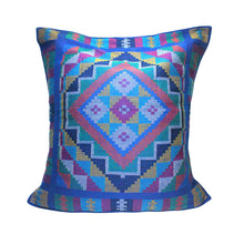 Load image into Gallery viewer, Philippines blue geometric pillow case on white background
