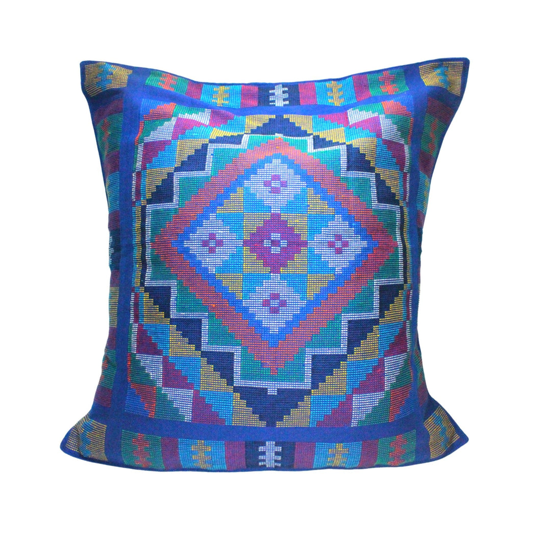 Philippines blue geometric pillow case on white background
